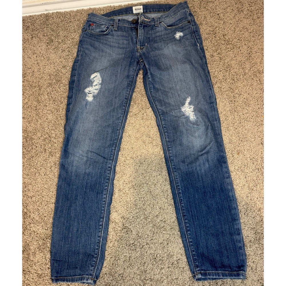 Hudson Krista Super Skinny Crop Jeans Womens 27 Sunny Wash Distressed 26"